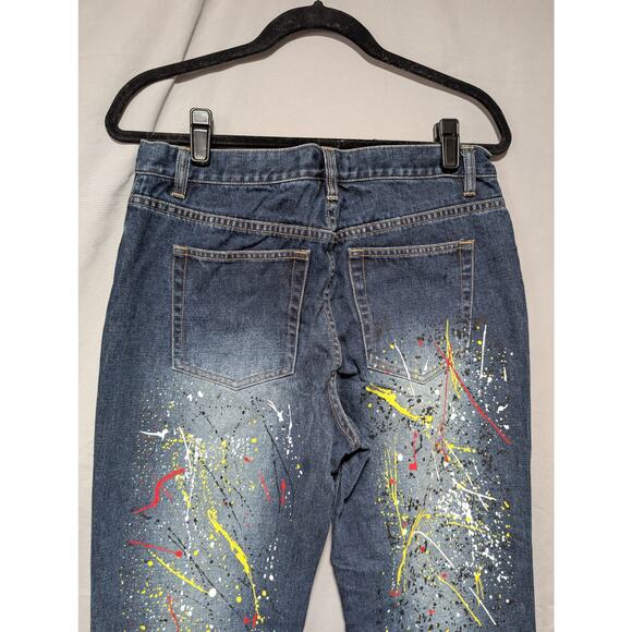 Express Junior's‎ Dark Wash Jeans Artist Paint Splatter Graffiti Size 11/12 - Picture 6 of 10
